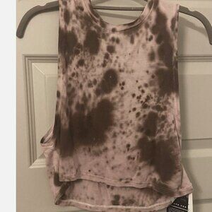 NWT Lululemon Cut Back Crop Tank Top Marble Dye Silky French Press SIZE 2 Tie DY